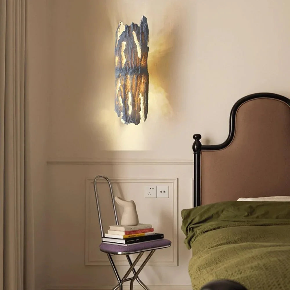 Audara-Faux Natural Resin Wall Lamp Bedroom Bedside Decorative Wall Lights Japanese Wabi-sabi Style Art Sconces Living Room B&B LED Mounted Lighting Fixture