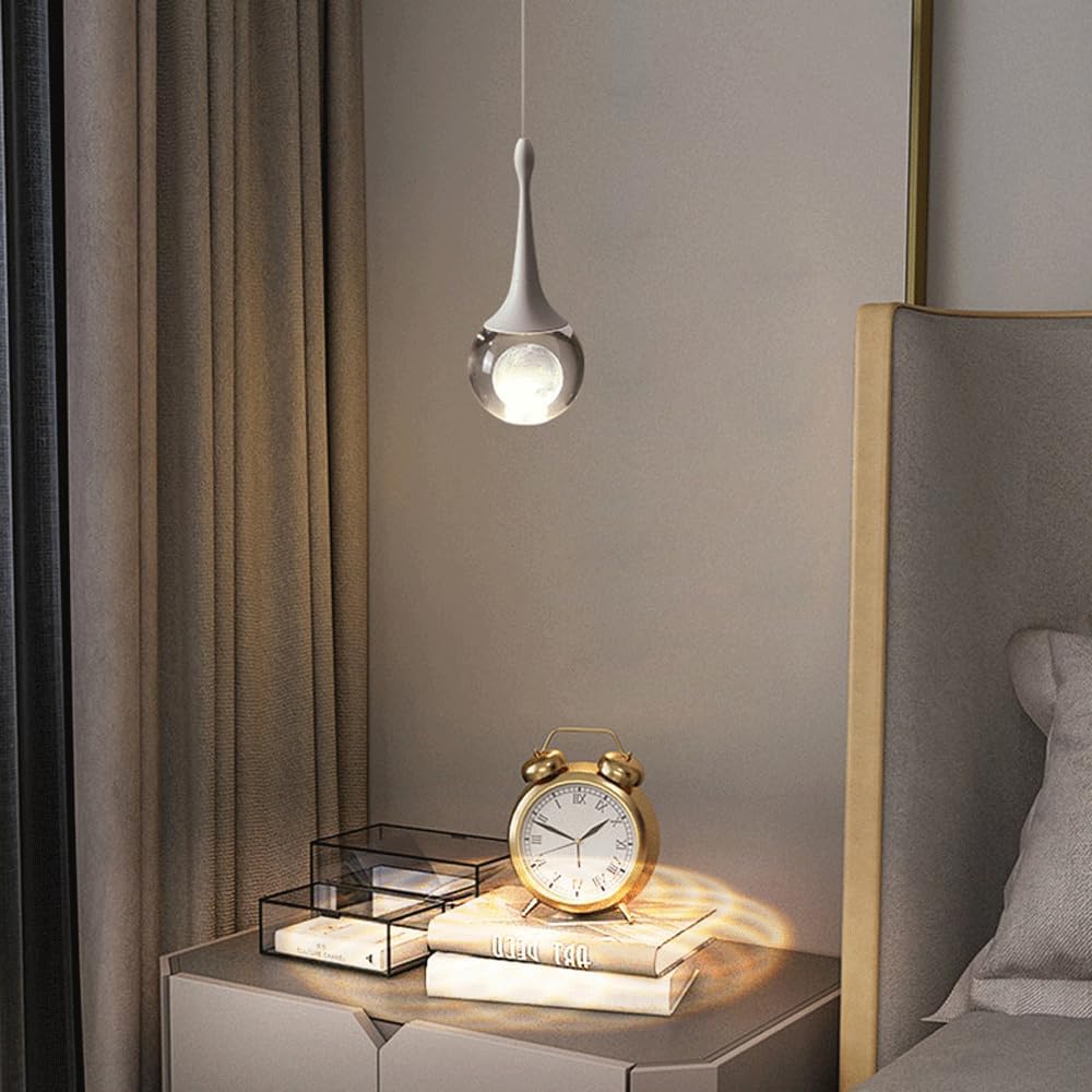 Audara-4-inch Crystal Pendant Light, A Decorative Bedside Lamp in Bohemian and European Minimalist Styles, Suitable for Bedrooms, Hotel Rooms, Entryways, Kitchen Islands, and Other Settings.