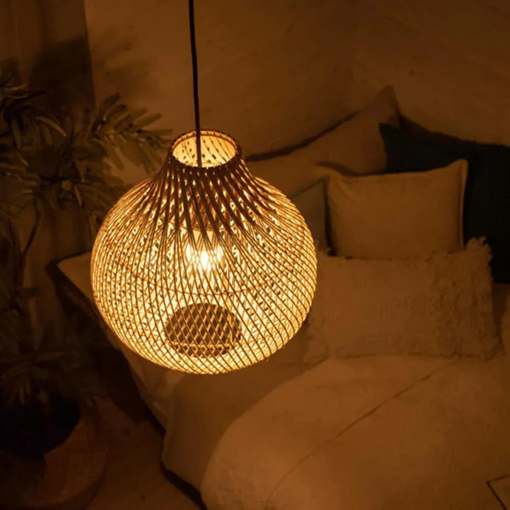 Audara-20-inch Woven Pendant Light Bohemian, Wabi-Sabi, and Multi-Style Ceiling Light Fixture Suitable for Bedrooms, Hotels, Study Rooms, Dining Areas, Entryways, and More Retro Lamp
