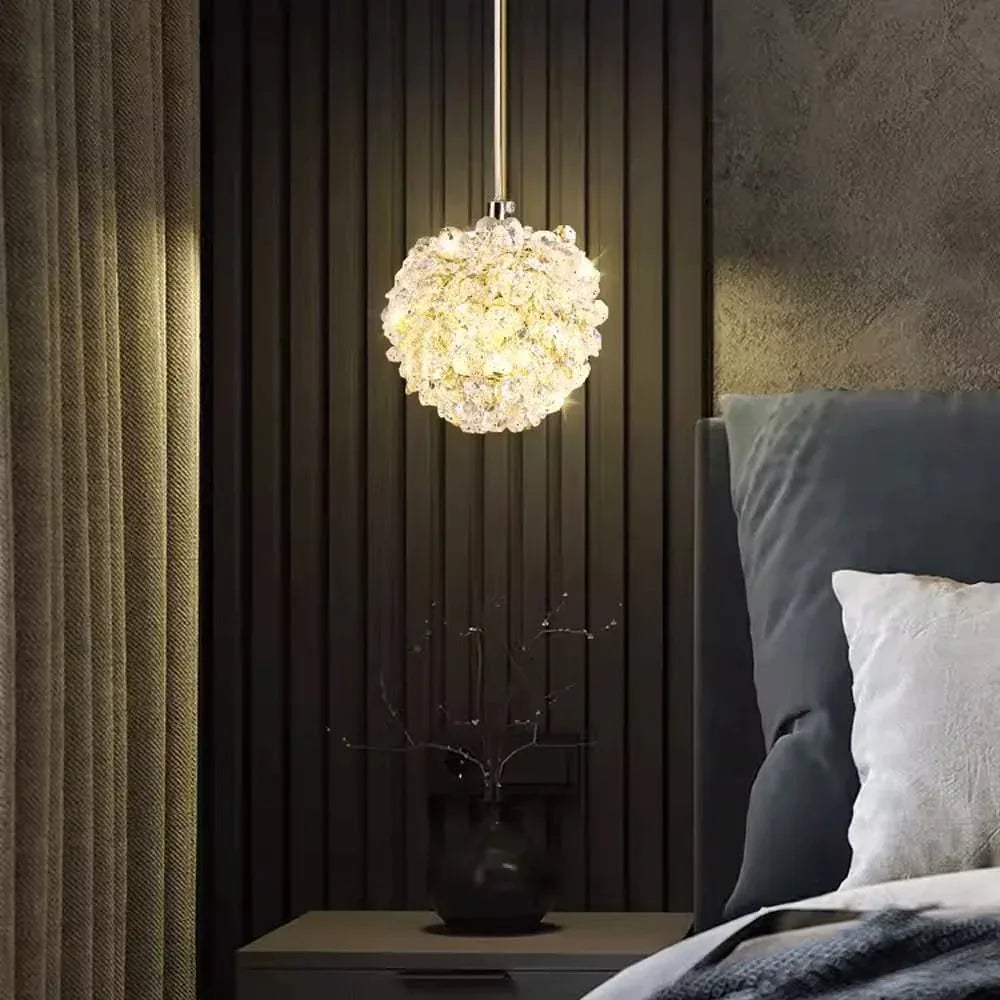 Audara-5-inch Lychee-Shaped Crystal Chandeliers Can Be Installed in Various Spaces Such As Bedrooms, Hotels, and Kitchen Islands. Glass Round Chandelier for Living Room in Minimalist European Style.