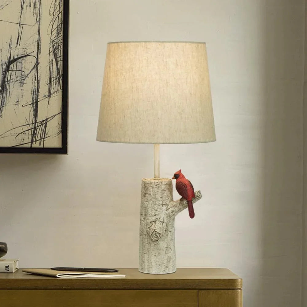 Audara-American Vintage Bedroom Bedside Study Desk Light Designer Model Fabric Bird Shape Resin Desk Lamp Living Room Office Backdrop Table Lamp Hotel Front Desk Coffee Shop B&B Lighting Fixture