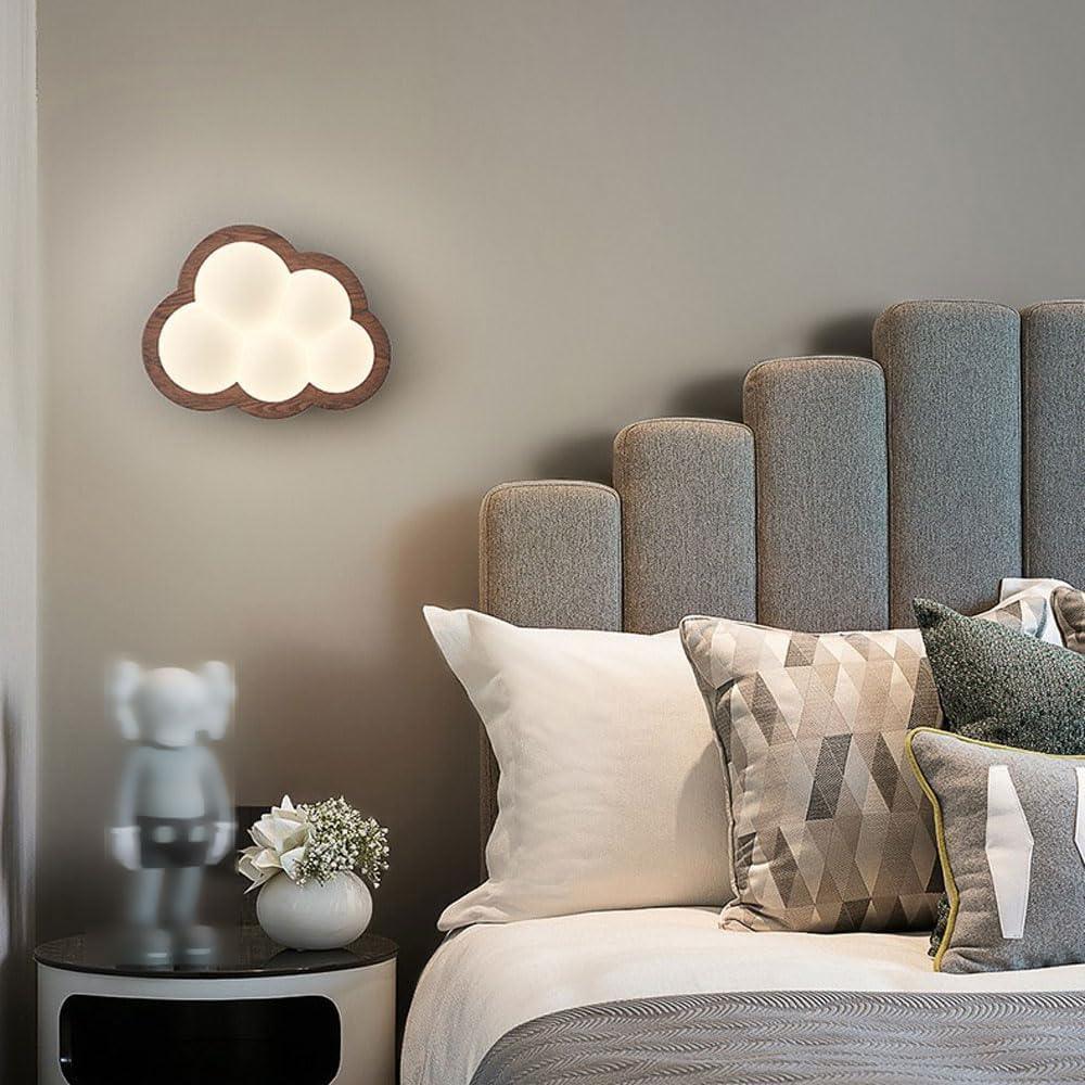 Audara-Modern Creative Solid Wood Wall Lamp Nordic Simple Children's Bedroom Bedside Wall Lights LED Tricolor Full Spectrum Eye Protection Wall Sconces Suitable for Study Hallway Lighting Fixture