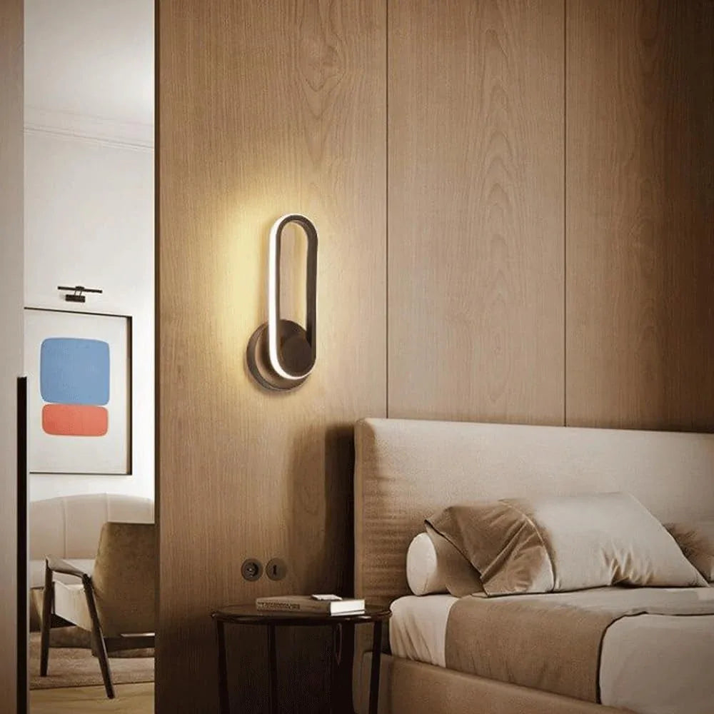 Audara-Modern Simple Rotatable Iron Wall Lamp Nordic Study Hotel Bedroom Bedside Wall Lights 11.8inLED Tri-Color Dimmable Black Wall Sconces for Living Room Backdrop Cafe Lighting Fixture