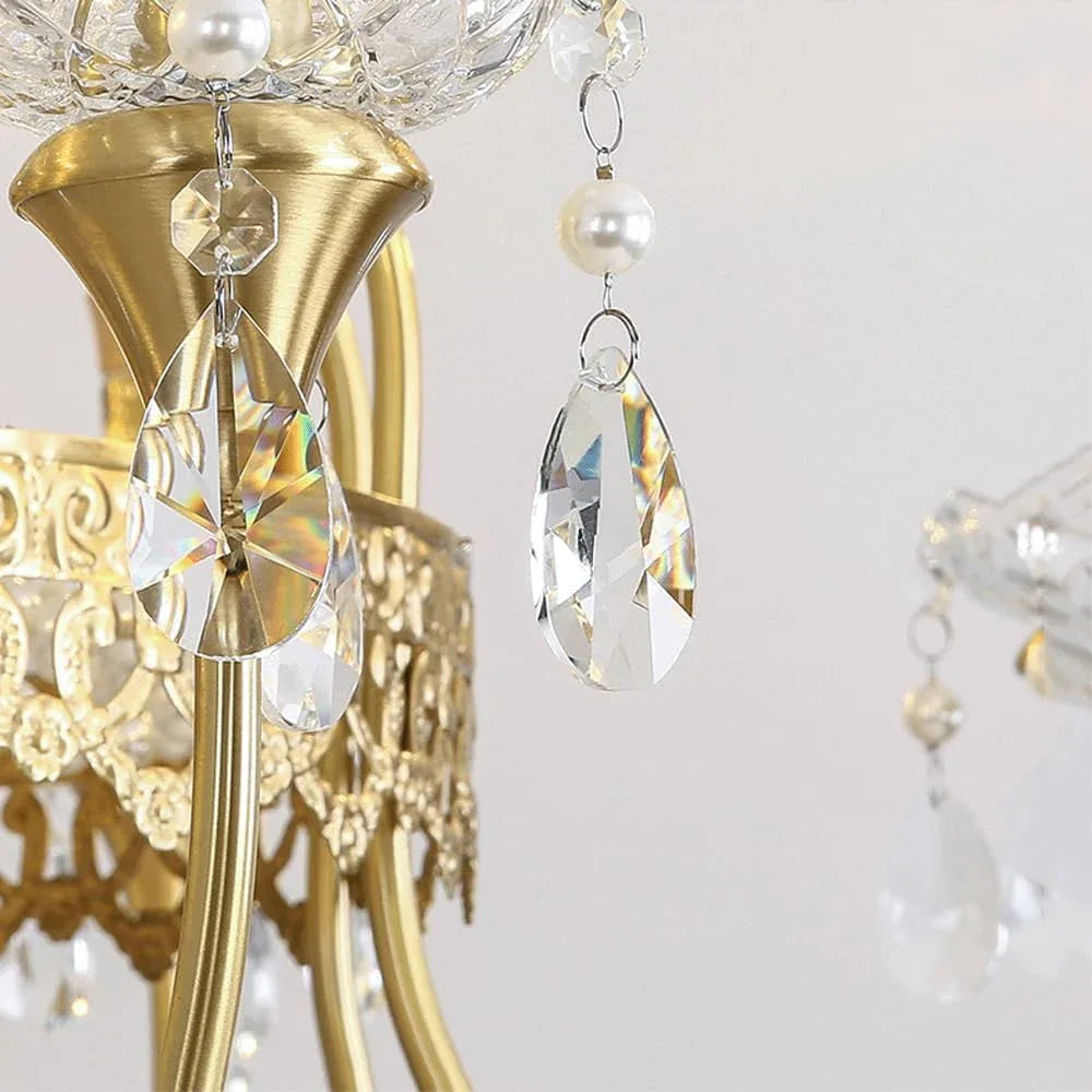 Audara-22-inch Crystal Chandeliers Candlestick-Shaped European Modern-Style Chandeliers for Living Rooms Suitable for Bedrooms, Studies, Hotels, Kitchens, Island Ceiling Lights Brass Chandelier