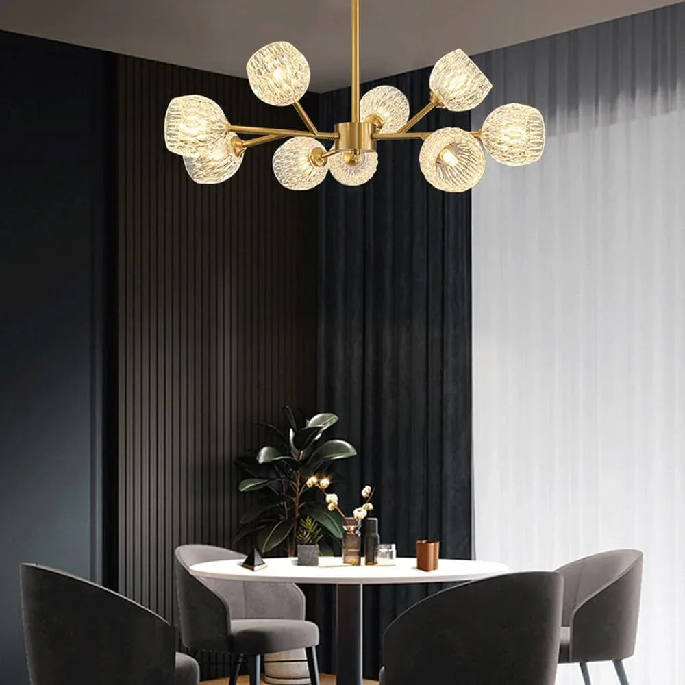Audara-32-inch Crystal Chandeliers European Modern-Style Chandeliers for Living Rooms, Bedrooms, Studies, Hotels, and Kitchen Islands Ceiling Light Glass Chandelier