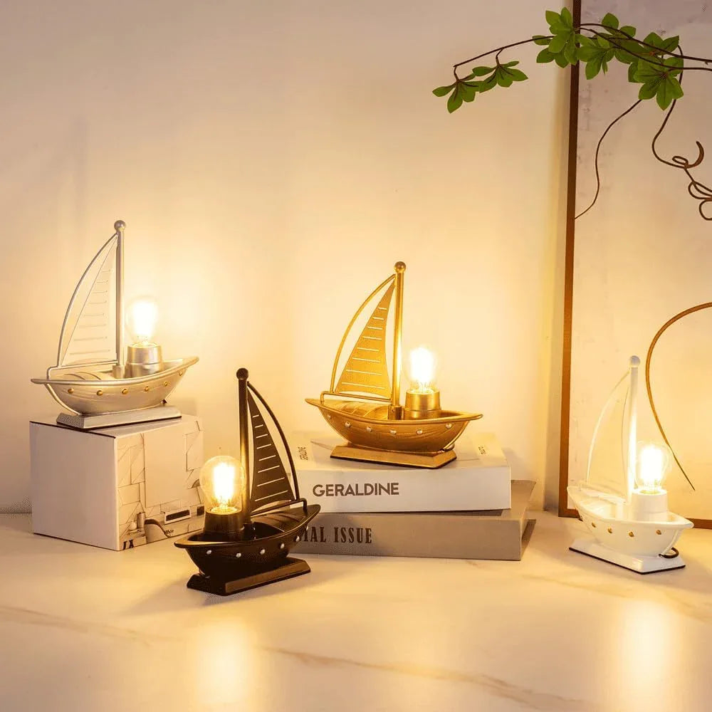 Audara-High-end Creative Sailboat Metal Desk Light Ambient Sense Bedroom Boys Girls Children's Room Desk Lamp Living Room Study Office Decoration Table Lamp Hotel Club Model House Lighting Fixture