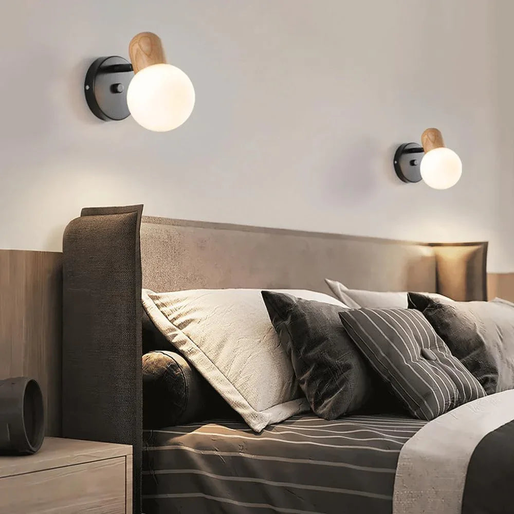 Audara-Bedroom Bedside Log Main Wall Lamp Scandinavian Simple Glass Wall Lights Rotatable Backdrop Sconces Aisle Corridor Foyer Mounted Lighting Fixture