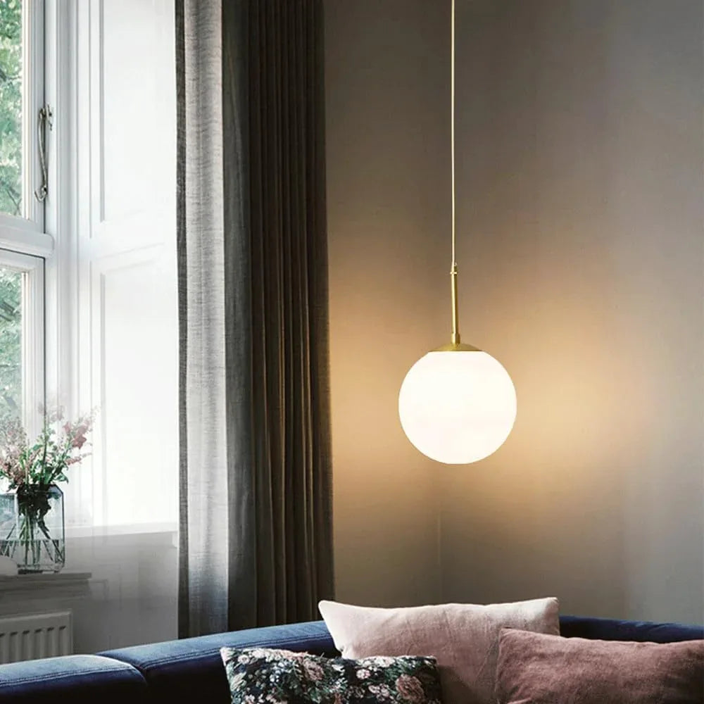Audara-Fashion Bedroom Bedside Pendant Lightled Modern Creative Spherical Glass Dining Room Lighting Fixturese Cozy Living Room Bar Chandeliers Scandinavian Hotel Cafe Milk Tea Shop HangingLamp