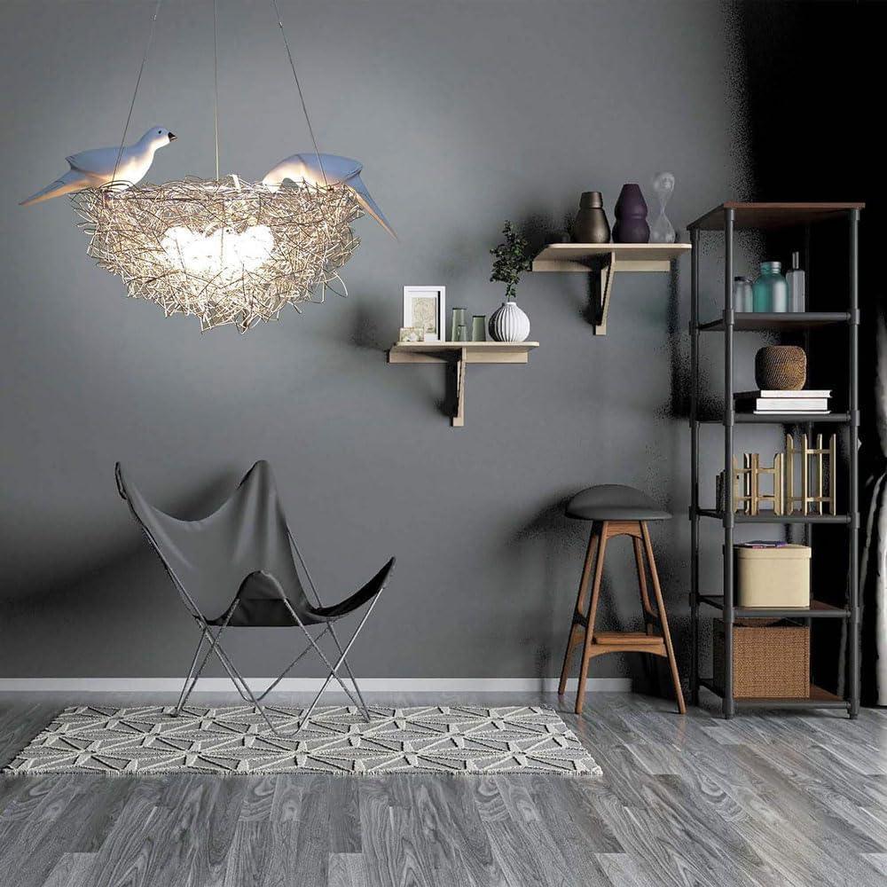 Audara Bird Nest Aluminum Pendant Light | 5/8-Light Creative Art Chandelier | Farmhouse Rustic Hanging Lamp for Dining Room Kitchen Bedroom