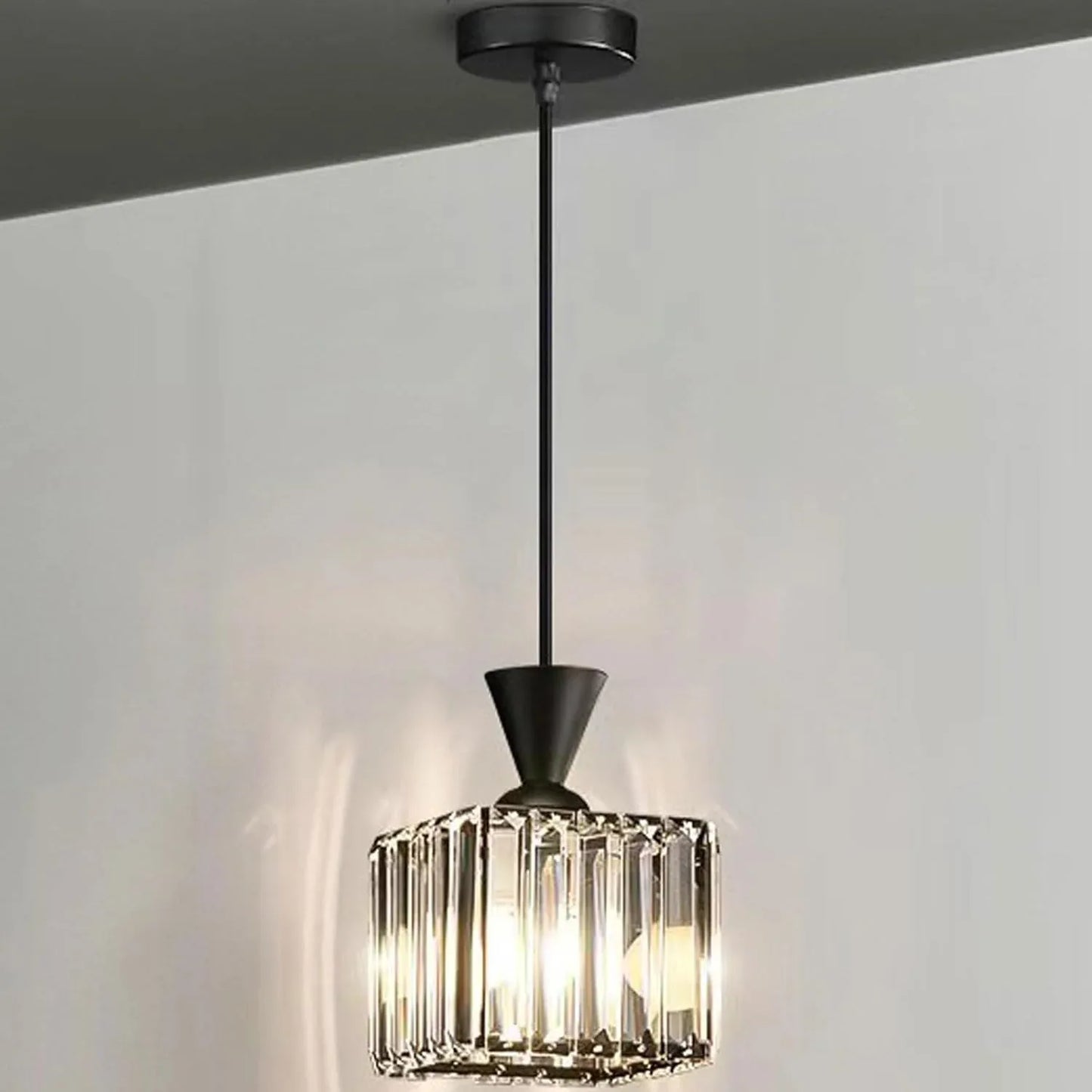Audara-Crystal Pendant Light, 6 Inches, Small Decorative Pendant Light, Modern And Light Luxury Style, Suitable For Lighting In Various Places Such As Bedrooms, Hotels, Restaurants, Kitchen Islands, E