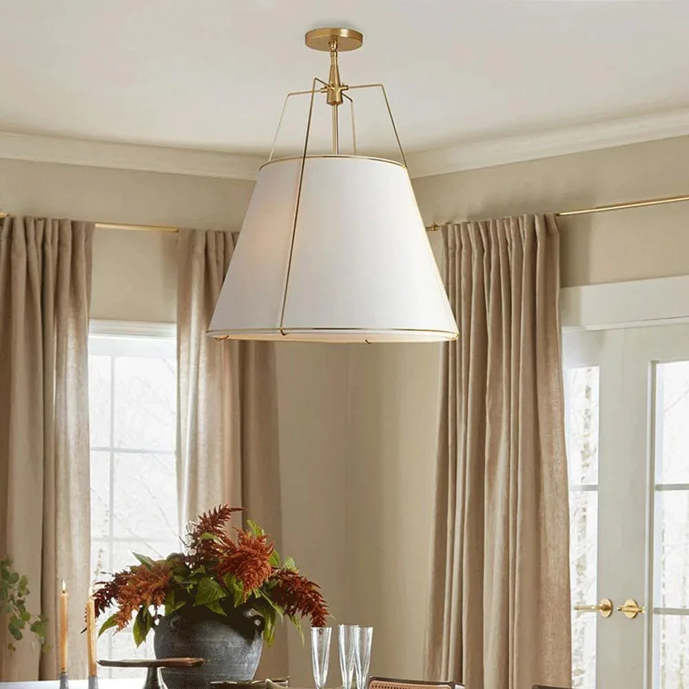 Audara White Fabric Pendant Light Handmade Simple Hanging Lamp E26 Base Diameter 15.7in Chandeliers Living Room Bedroom Study Hallway Elevator Hall Loft B&B Dining Room Lighting Fixture
