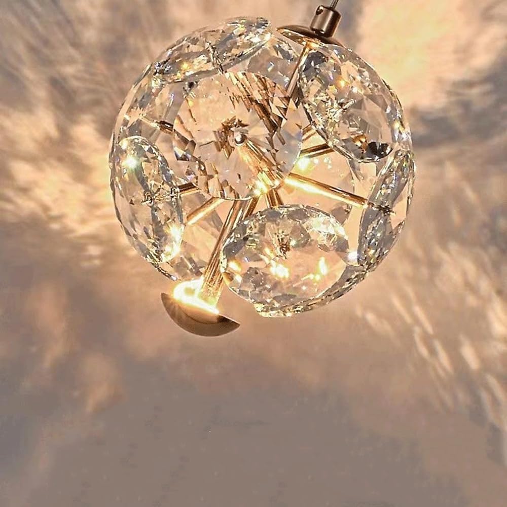 Audara-Crystal Pendant Light, 6-inch Diamond Shape, Modern and Luxurious Style, Suitable for Lighting in Bedrooms, Hotels, Restaurants, Kitchen Islands, and Many Other Places.