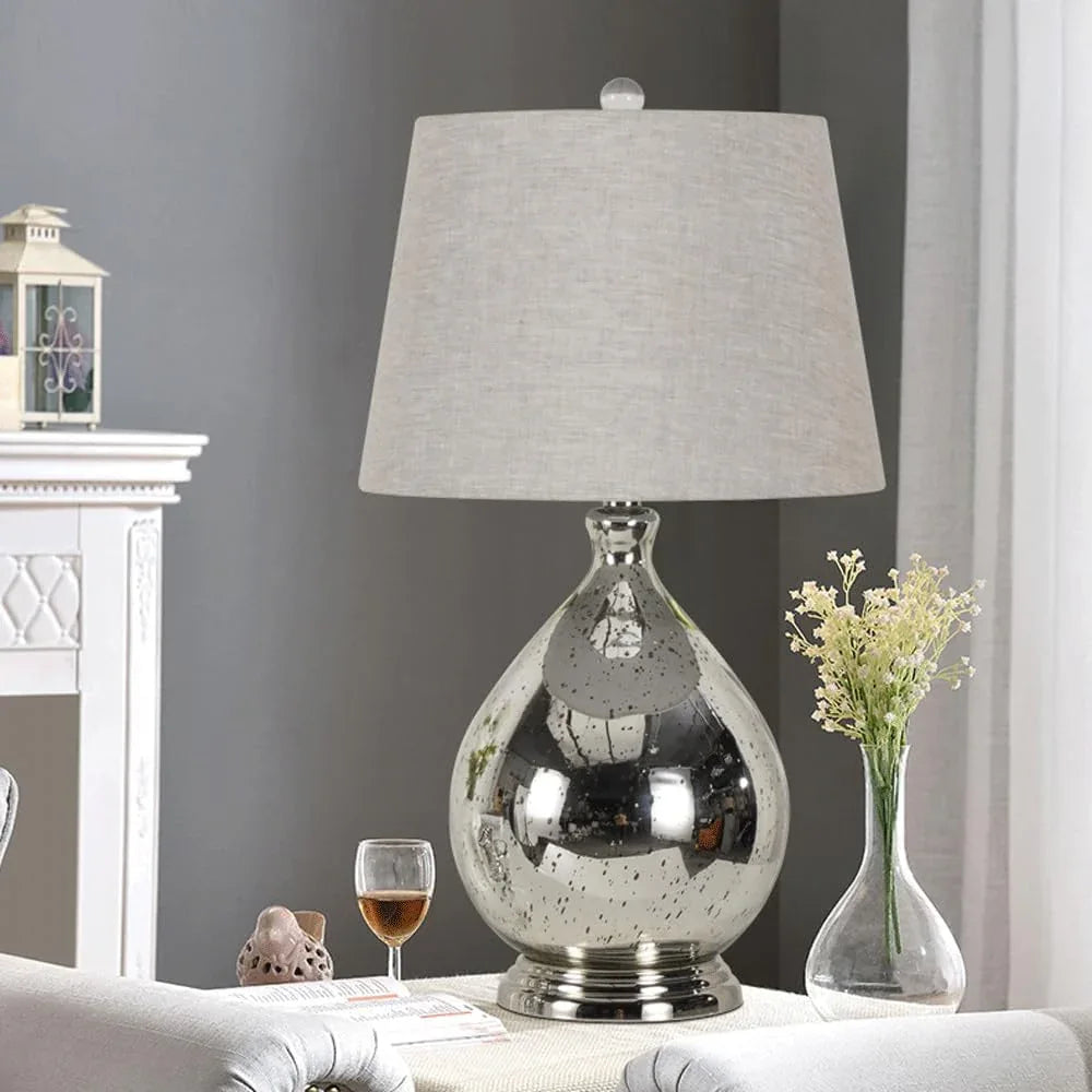 Audara-High-end Bedroom Study Living Room Desk Light Luxury Fashion Shake Silver Glass Desk Lamp Tea Cottage Shop Model House Table Lamp Window B&B Villa Farmhouse Lighting Fixture