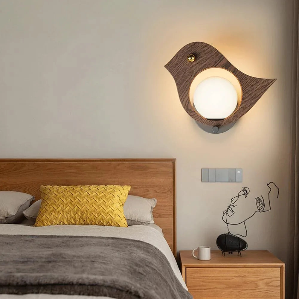 Audara-Scandinavian Simple Wall Lamp Bedroom Bedside LED Wall Lights Modern Creative Individuality Log Sconces Children's Room Balcony Study Room Mounted Lighting Fixture