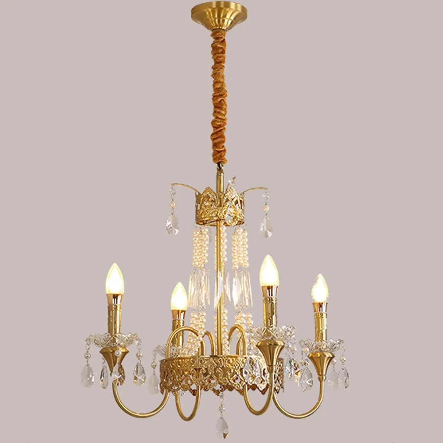 Audara-22-inch Crystal Chandeliers Candlestick-Shaped European Modern-Style Chandeliers for Living Rooms Suitable for Bedrooms, Studies, Hotels, Kitchens, Island Ceiling Lights Brass Chandelier
