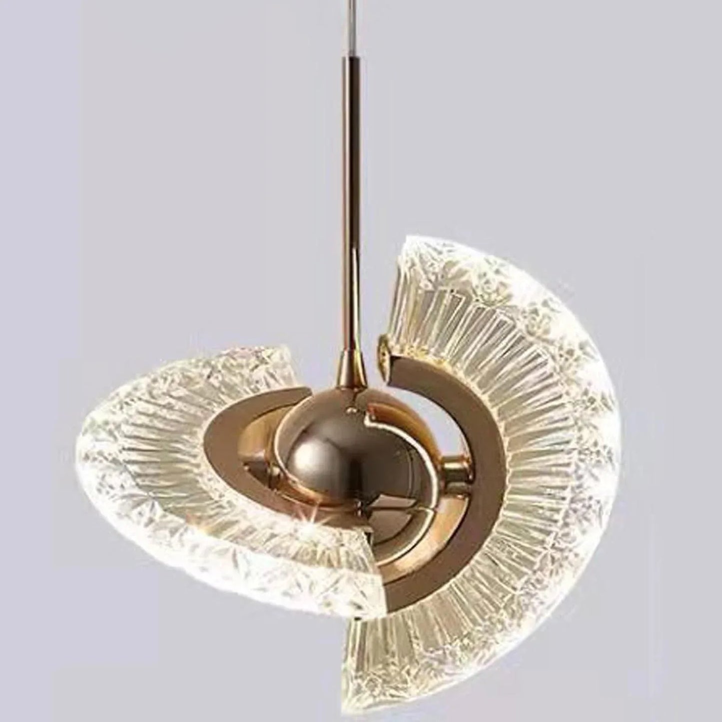 Audara-7-inch Crystal Chandeliers with Fan-Shaped Glass and Gold Spheres. A Simple, Modern Small Chandelier Suitable for Bedrooms, Study Rooms, Hotels, Kitchen Islands, and Ceiling Light Chandelier.