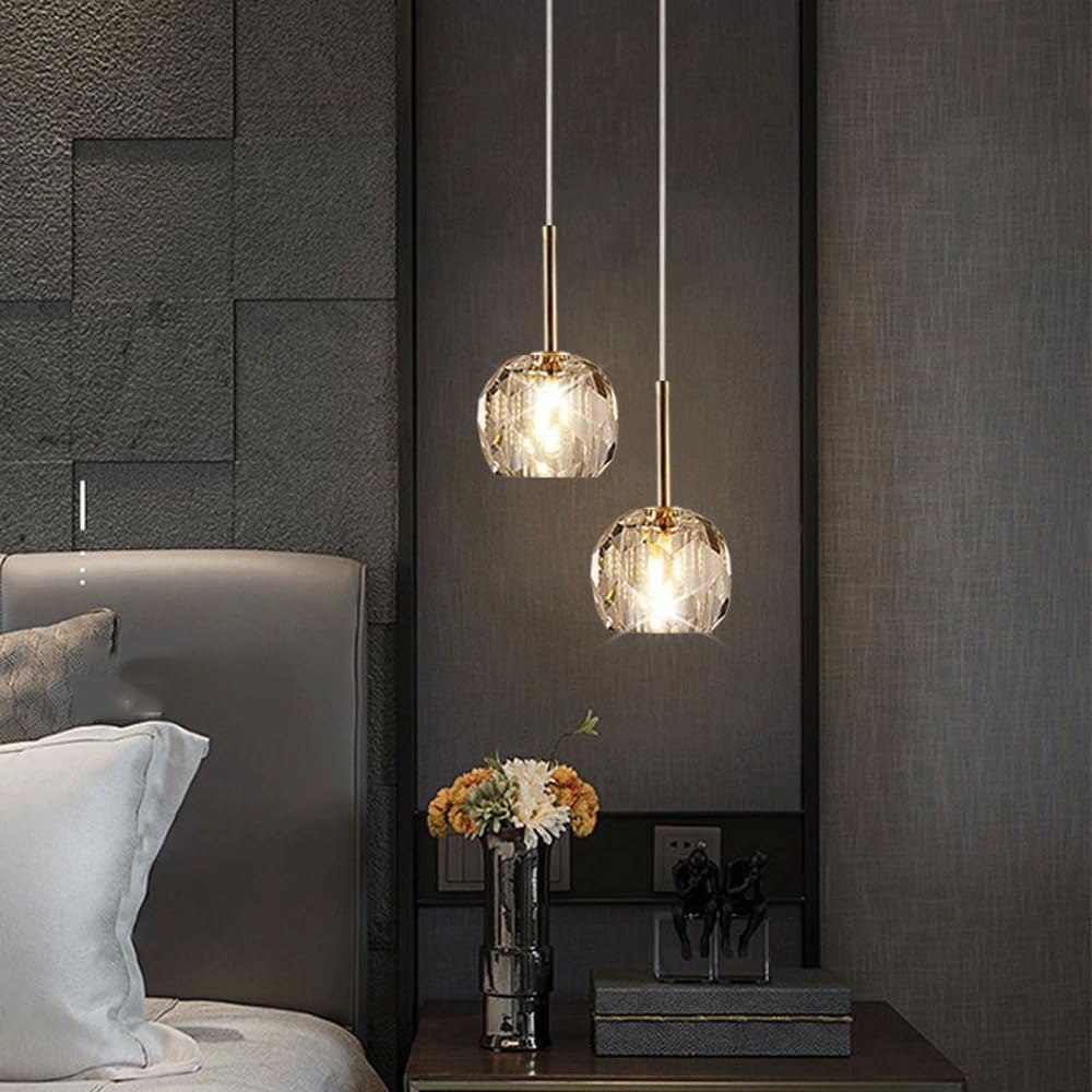 Audara-4-inch Crystal Pendant Light, Suitable for Bedside Bedrooms, Minimalist Style Ceiling Lights, Hotel Entryways, Kitchen Islands, and Various Other Styles Including Bohemian and European.
