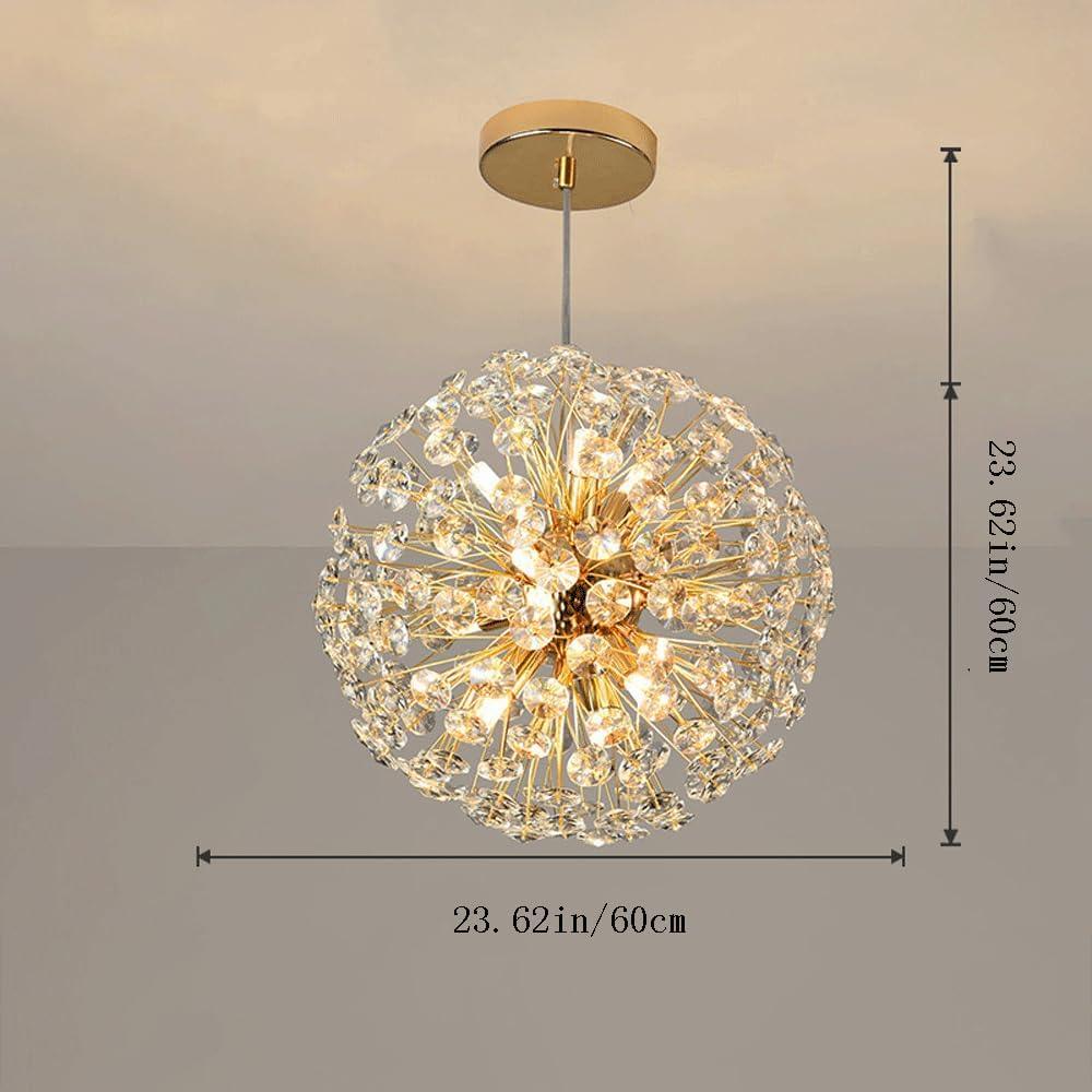 Audara-24-inch Spherical Crystal Chandeliers Can Be Installed in Various Spaces Such As Bedrooms, Hotels, and Kitchen Islands. Glass Round Chandelier for Living Room in Minimalist European Style.