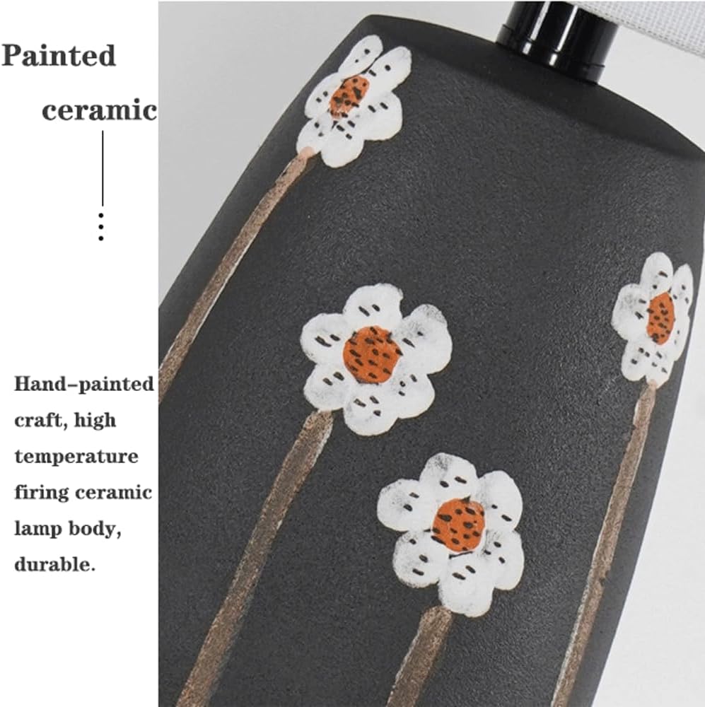 Audara-New Chinese-style Advanced Bedroom Bedside Dormitory Desk Light Simple Modern Fabric Painting Ceramics Desk Lamp Living Room Office Study Table Lamp Hotel Villa Coffee Shop Decoration Lighting Fixture