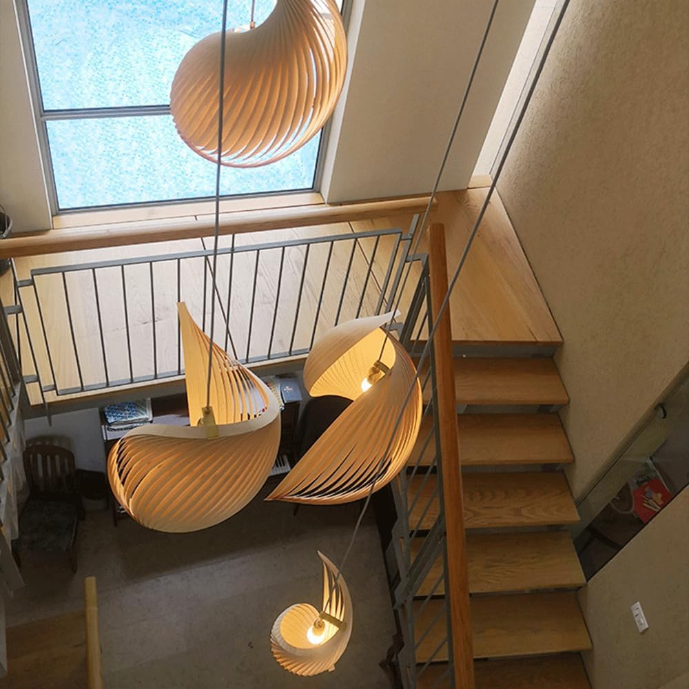 Audara-Creative Conch Art Hanging Lamp/Living Room Tea Room B&B Balcony Chandelier/Duplex Staircase Modern Simple Pendant Light/Advanced Japanese Decoration LightingFixture(E26/27)
