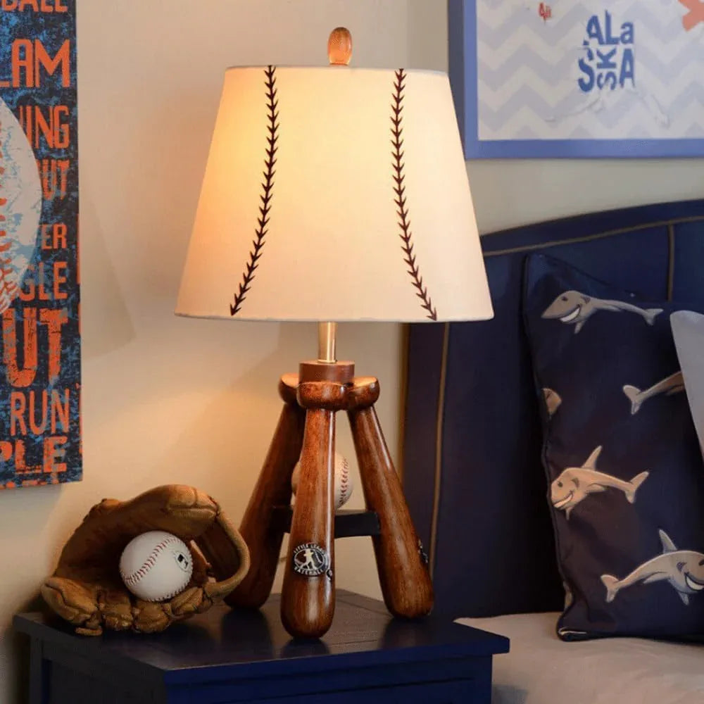 Audara-Cosy Vintage Bedroom Study Desk Light American Creative Baseball White Fabric Desk Lamp Restaurant Living Room Sample Room Table Lamp Cafe Villa B&B Lighting Fixture