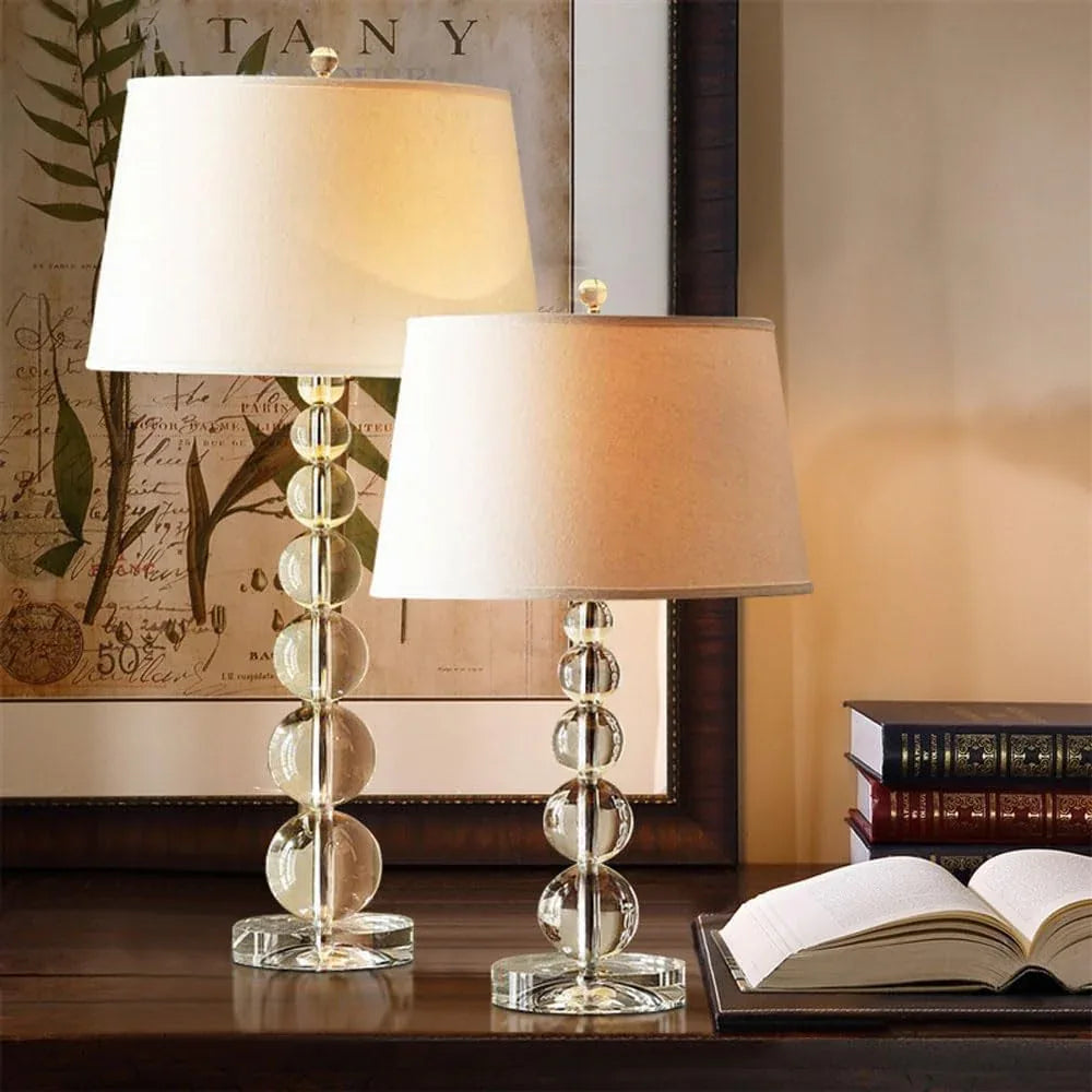Audara-American Luxury Bedroom Bedside Desk Light Scandinavian Simple Fabric Crystal Desk Lamp Office Study Room Living Room Table Lamp Coffee Shop Hotel Guest Room Restaurant Lighting Fixture