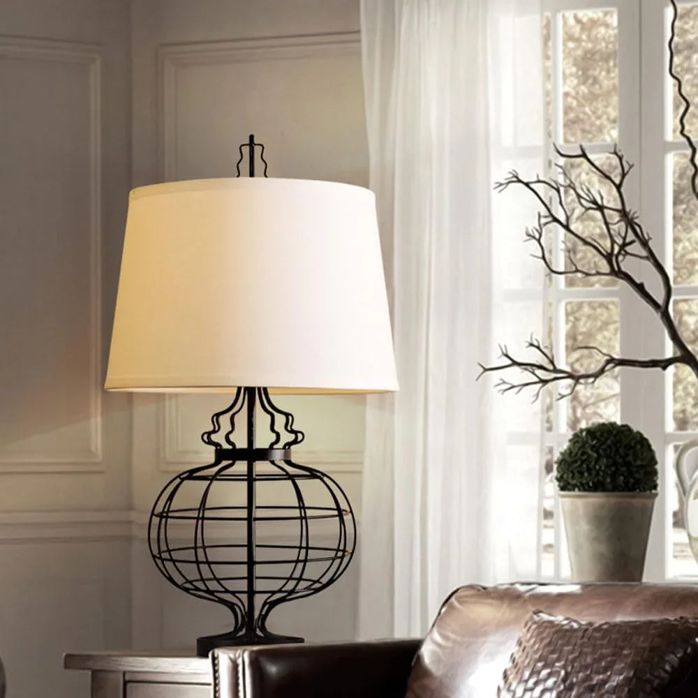 Audara-Scandinavian Industrial Wind Rustic Farmhouse Villa Desk Light Simple American Skeleton Metal Desk Lamp Living Room Bedroom Study Table Lamp B&B Showroom Dining Room Decoration Lighting Fixture