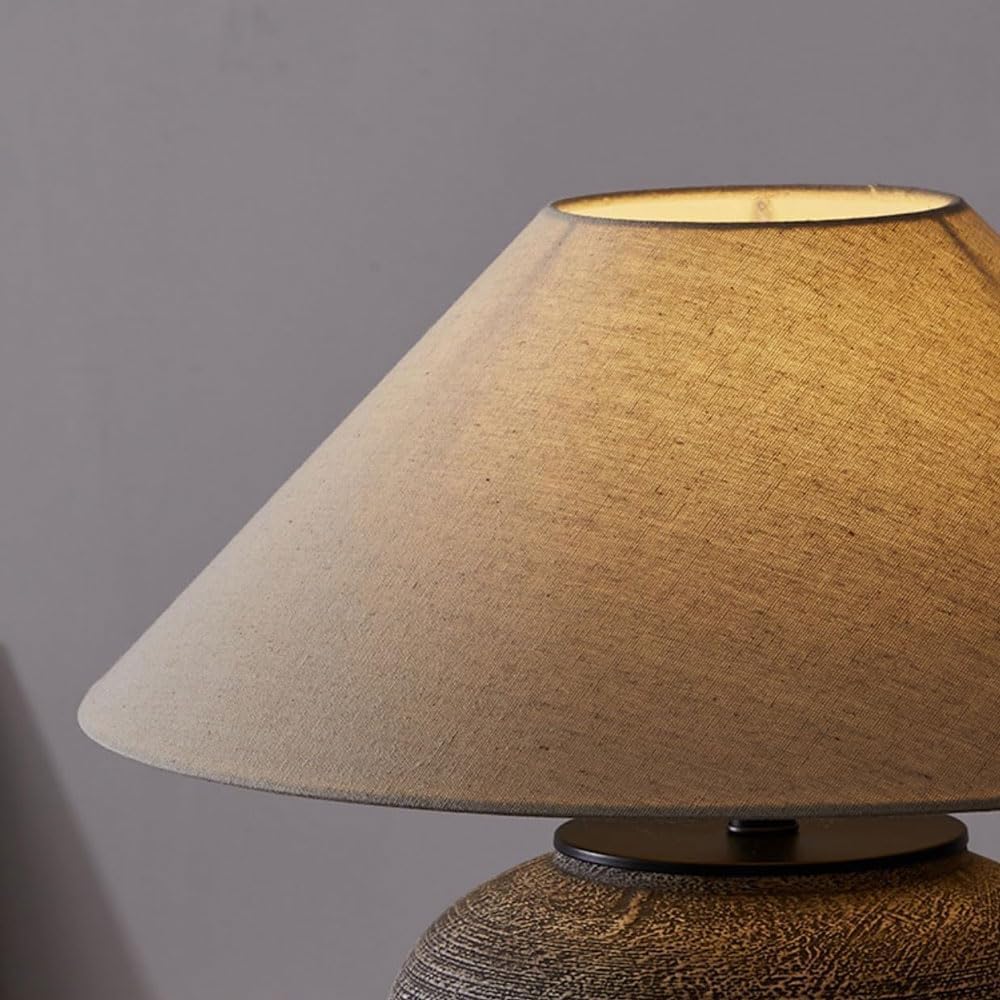 Audara-Vintage Wabi-sabi Style Living Room Bedroom Bedside Desk Light Natural Classic Fabric Pottery Jar Desk Lamp Club Dining Room Villa Table Lamp Coffee Shop Hotel Front Desk Rustic Lighting Fixture