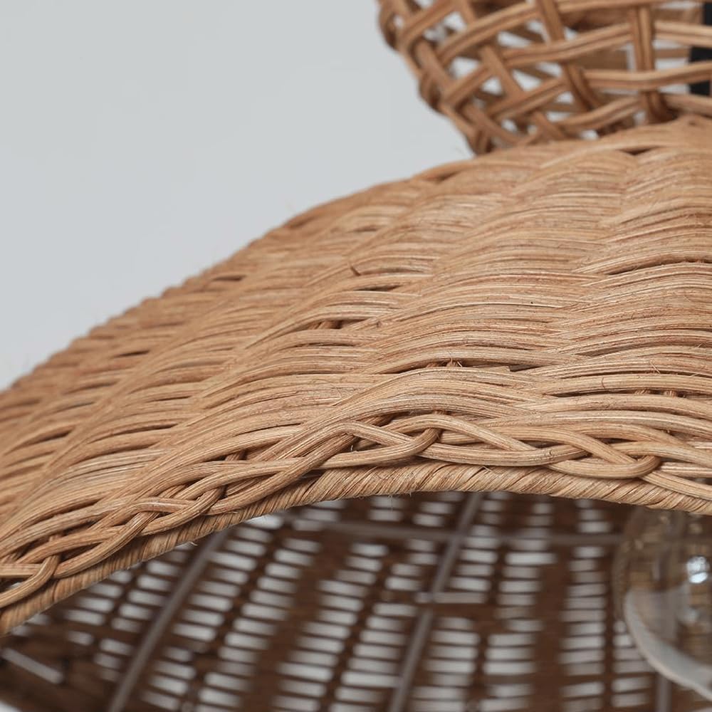 Audara-21in Woven Rattan Pendant Light Bohemian Wabi-Sabi Style Multi-Functional Ceiling Light Fixture Suitable for Bedrooms, Hotels, Study Rooms, Dining Areas, Entryways, and More Retro Lamp