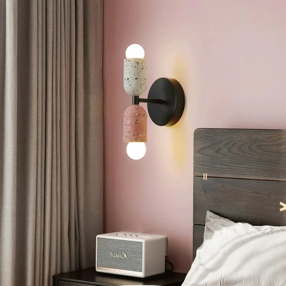 Audara-Japanese Style Wabi-sabi Style Bedroom Wall Lamp Ideas Designer Bedside Wall Lights Vintage Double Head Cement Sconces Living Room Aisle Coffee Shop Mounted Lighting Fixture
