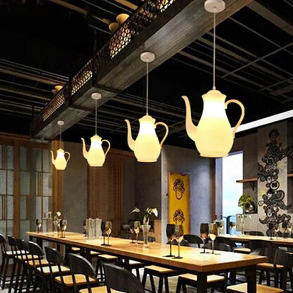 Audara-GerRiT Postmodern LED Single-Head Chandelier/Creative Teapot Pendant Light/Tea House Tea Restaurant Resin Hanging Lamp/Café Clothing Store Front Desk Personalized LightingFixture, B