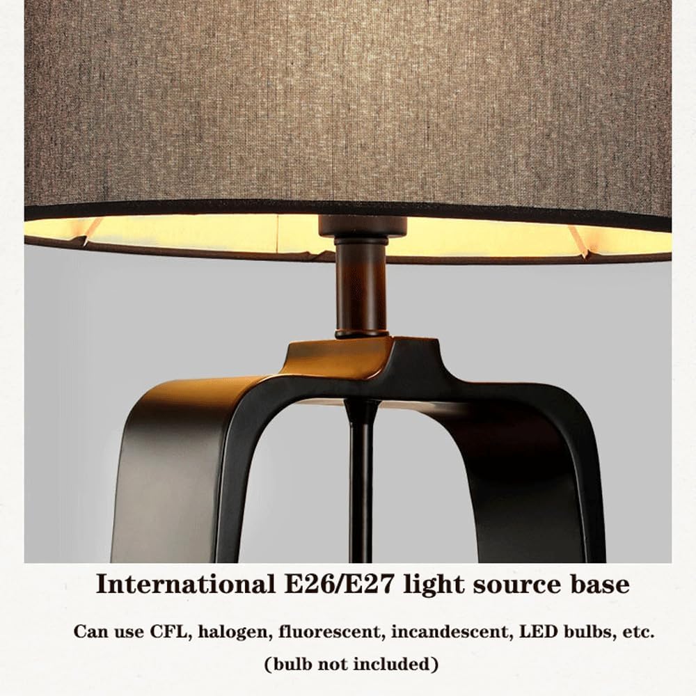 Audara-New Chinese Zen Living Room Hotel Desk Light Classical Elegant Metal Black Fabric Desk Lamp Study Room Teahouse Bedroom Bedside Table Lamp B&B Coffee Shop Mall Showcase Lighting Fixture
