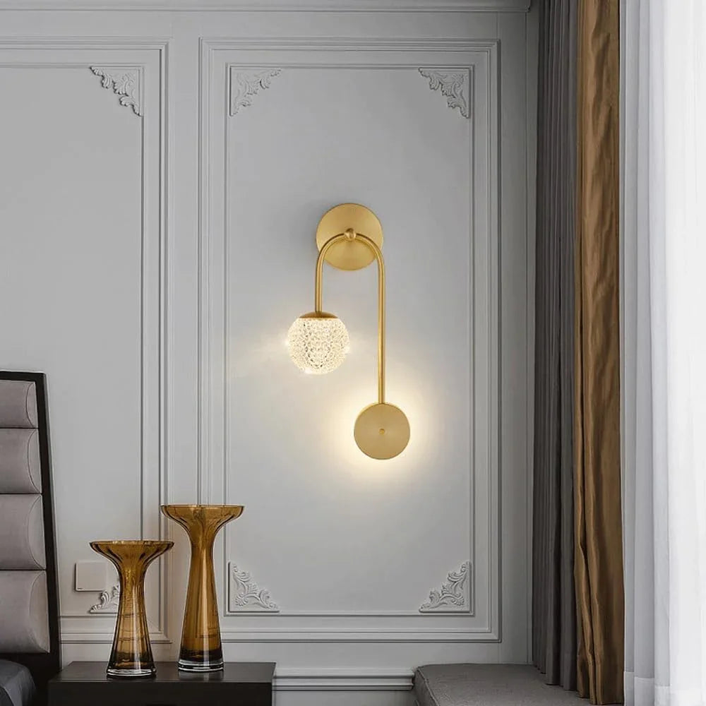 Audara-New Scandinavian Full Copper Wall Lamp Bedroom Bedside Wall Lights Creative Light Luxury Living Room Sconces Aisle Corridor Foyer Mounted Lighting Fixture