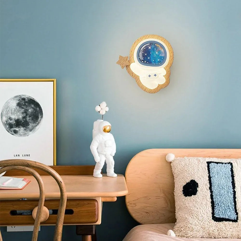 Audara-Antique Cream Style Eye Care Solid Wood Wall Lamp Creative Spaceman Bedroom Bedside Wall Lights 11.41in Study Hallway Aisle Wall Sconces Suitable For Mother And Baby Workshop Hotel Lighting Fixture
