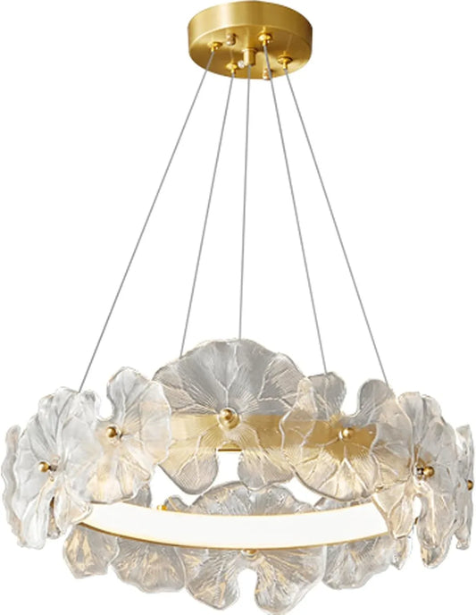 Audara-16-inch Crystal Chandeliers With 3-color LED Strips European Modern-style Chandeliers For Living Rooms Suitable For Bedrooms, Studies, Hotels, Kitchens, And Island Ceiling Lights Glass Chandeli