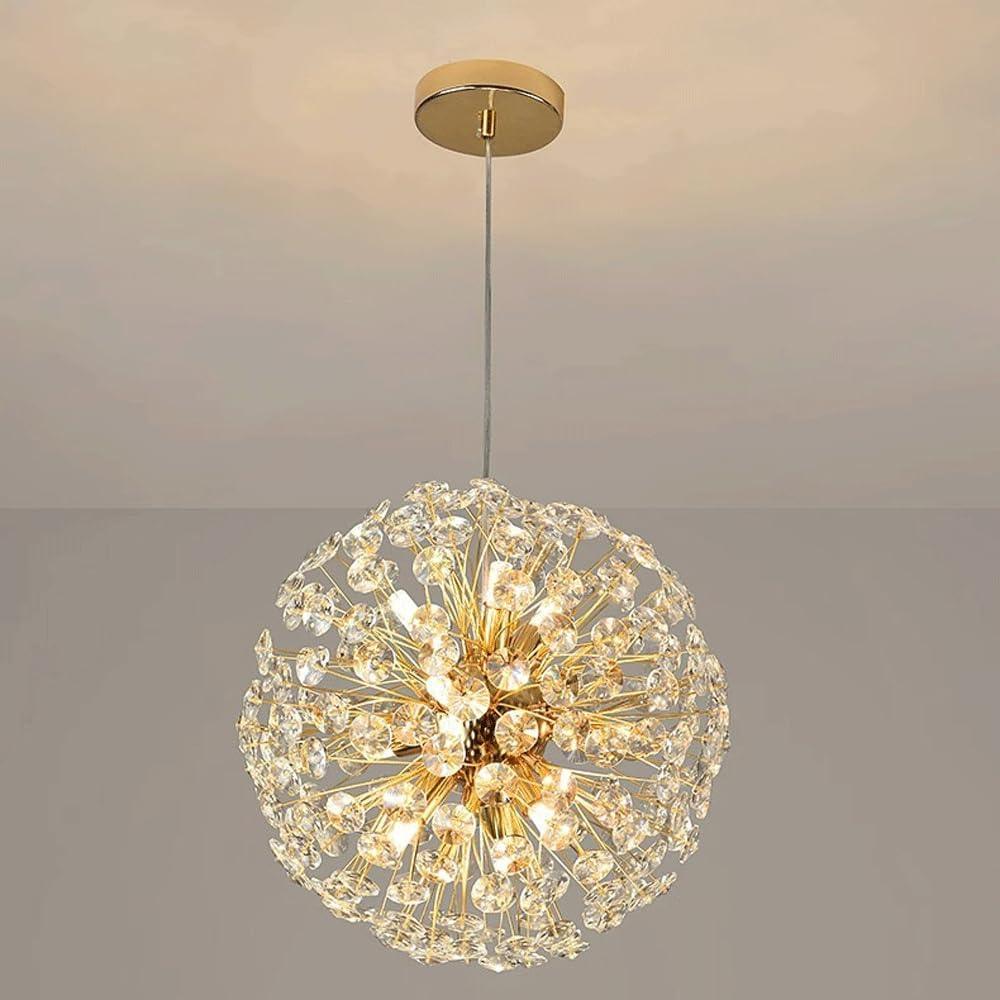 Audara-24-inch Spherical Crystal Chandeliers Can Be Installed in Various Spaces Such As Bedrooms, Hotels, and Kitchen Islands. Glass Round Chandelier for Living Room in Minimalist European Style.