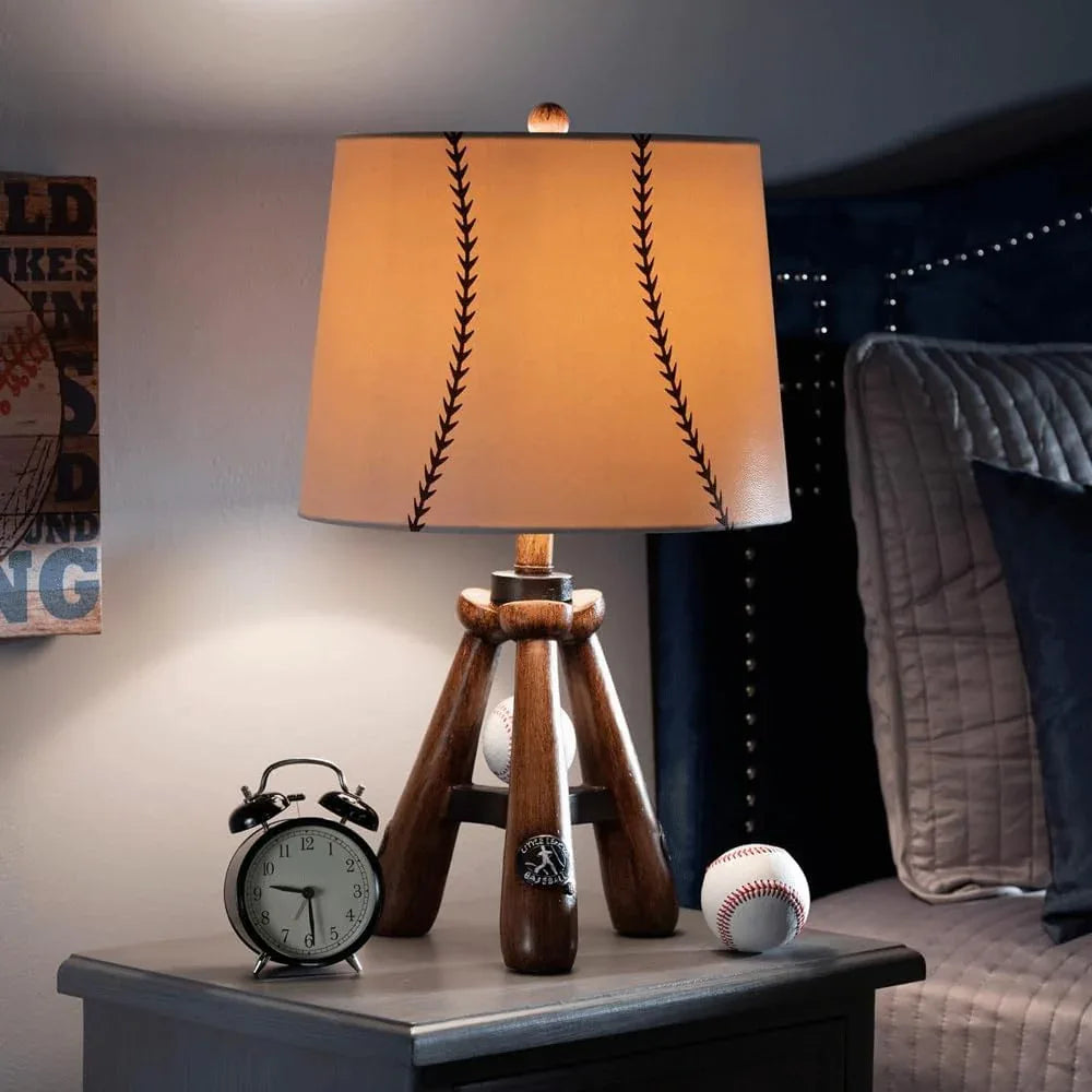 Audara-Cosy Vintage Bedroom Study Desk Light American Creative Baseball White Fabric Desk Lamp Restaurant Living Room Sample Room Table Lamp Cafe Villa B&B Lighting Fixture