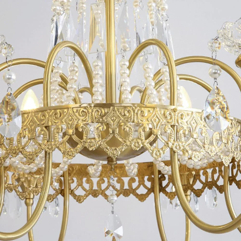 Audara-22-inch Crystal Chandeliers Candlestick-Shaped European Modern-Style Chandeliers for Living Rooms Suitable for Bedrooms, Studies, Hotels, Kitchens, Island Ceiling Lights Brass Chandelier