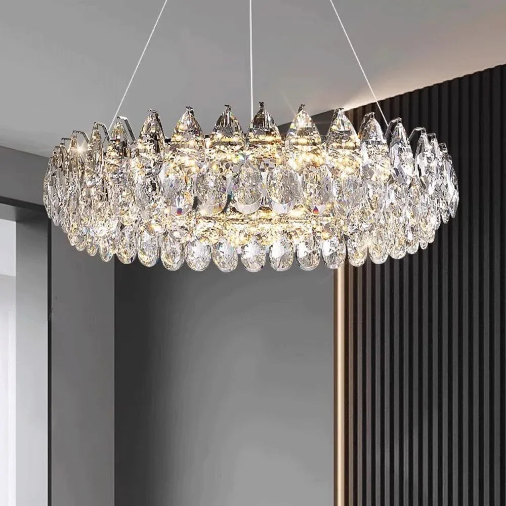 Audara-20-inch Crystal Chandeliers Chandeliers Suitable for Installation in Living Rooms, Bedrooms, Hotels, and Other Spaces Semi-Flush Mount Chandelier for Living Rooms Round Chandelier