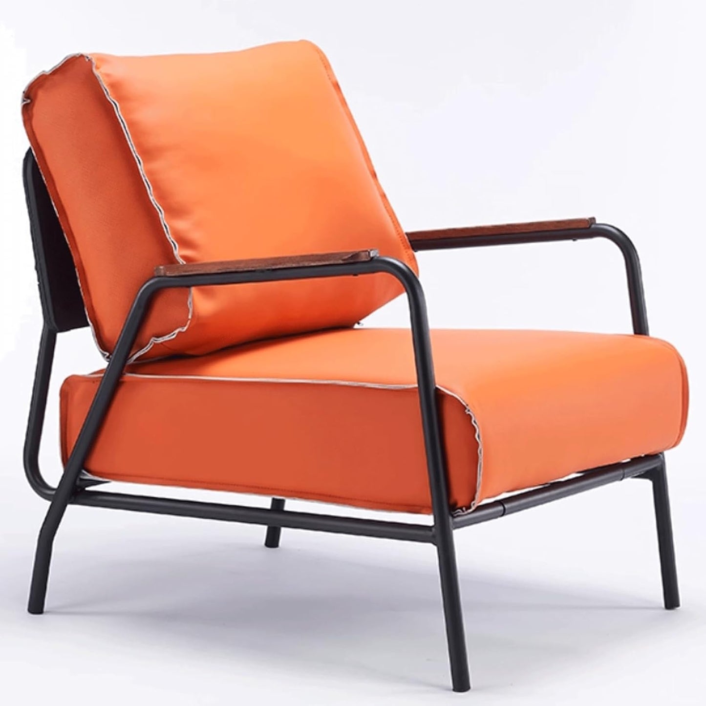 Audara-33 inch Leisure backrest Sofa Chair, Single Bench Orange Wooden armrest Oversized Accent Chair, Detachable backrest Design, Metal Frame, Suitable for Living Room, Bedroom, Reading Room