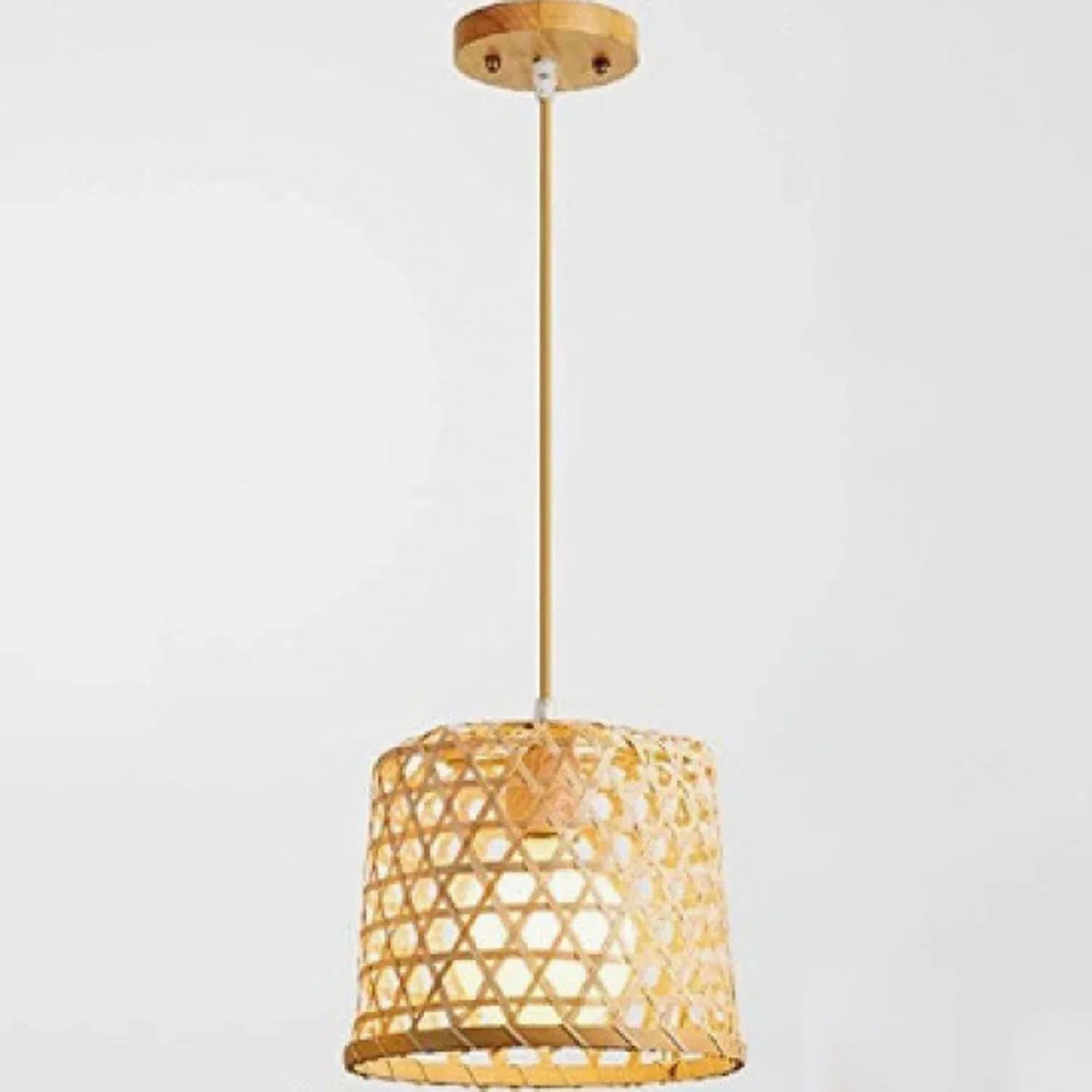 Audara-8-inch Handcrafted Bamboo Pendant Light Bohemian, Wabi-Sabi, Nordic Multi-Style Ceiling Light Fixture Suitable for Bedrooms, Hotels, Study Rooms, Dining Areas, Entryways, and More Retro Lamp