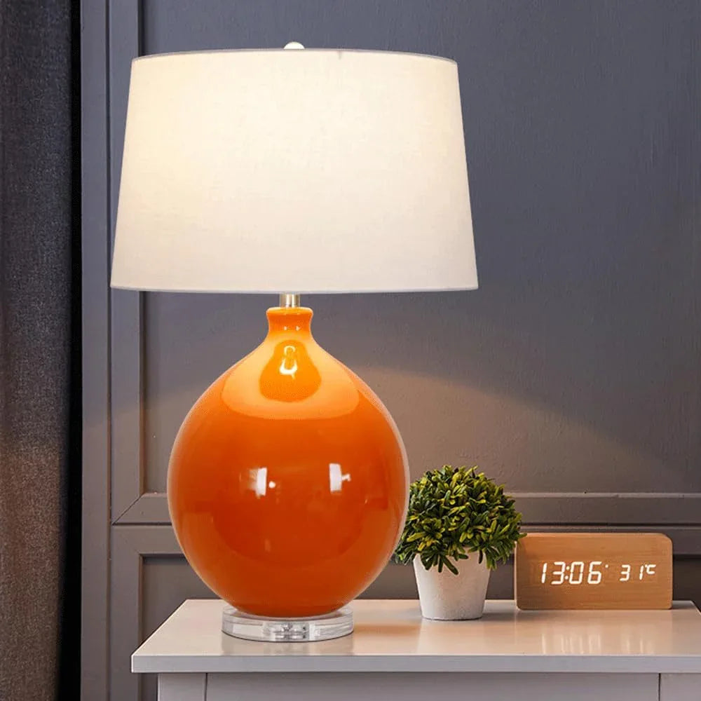 Audara-Minimalist Bedroom Bedside Desk Light High-end Hotel Room Model Room Showcase Desk Lamp Elegant Fabric Ceramic Table Lamp Restaurant Farmhouse Villa Club Lighting Fixture