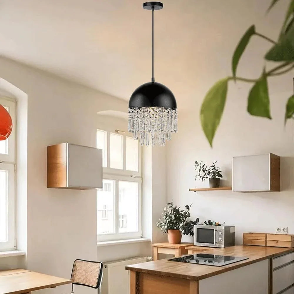 Audara-Crystal Pendant Light, 8-inch Creative Mini Pendant Lights, Suitable for Modern Minimalist, Bohemian, and European Styles, Ideal for Bedrooms, Hotel Kitchens, Islands, Entryways, Etc.