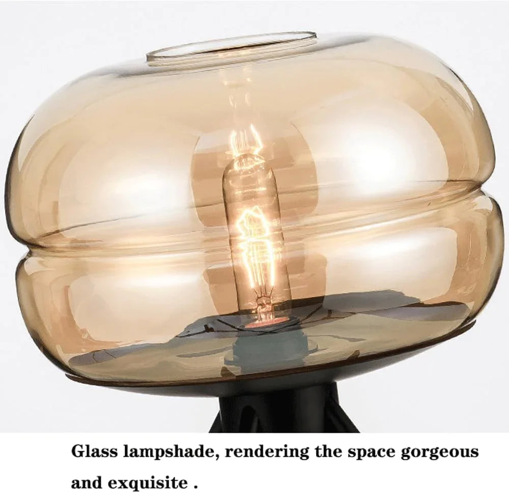 Audara-Simple Creative Drum Glass Desk Light Scandinavian Art Model House Mall Lounge Decoration Desk Lamp Bedroom Office Table Lamp Farmhouse Countryside Villa Lighting Fixture