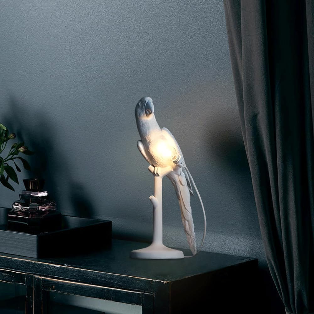 Audara-Scandinavian Creative Parrot Resin Desk Light Simple Bedroom Bedside Living Room Desk Lamp Cupboard Study Teahouse Table Lamp Clubhouse Villa Restaurant Coffee Shop Lighting Fixture