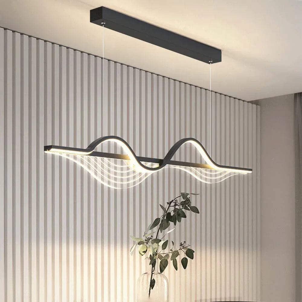Audara-Modern Minimalist Dining Room Acrylic Pendant Light Personalized Creative Long Line Living Room Hanging Lampe Hall Black Dimmable Chandeliers Hotel Office Bar Lighting Fixture