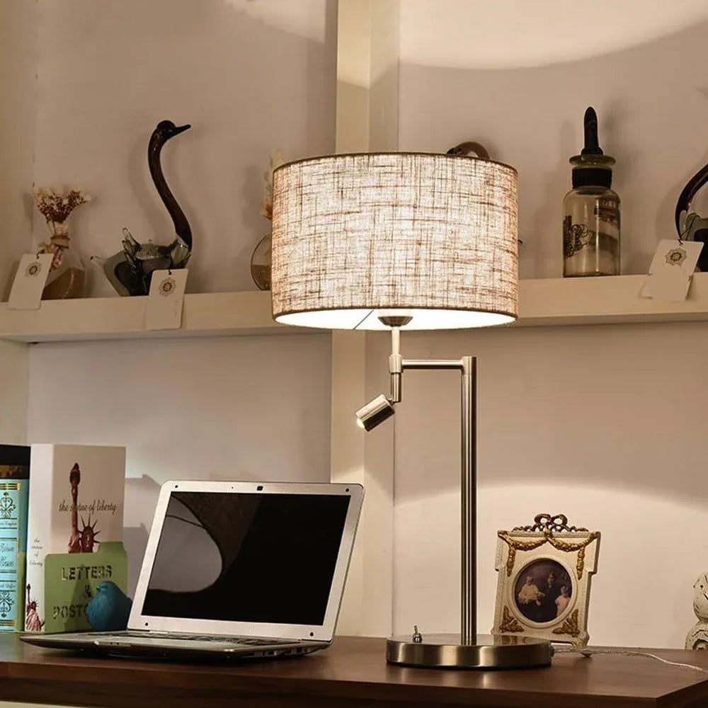 Audara-American Creative Bedroom Bedside Living Room Desk Light Fashion Warm Cloth Metal Desk Lamp Warehouse Study Office Table Lamp Coffee Shop Restaurant Decoration Lighting Fixture