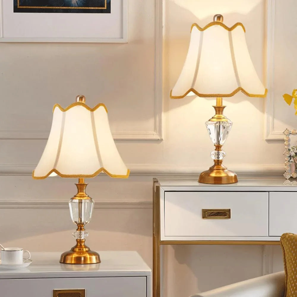 Audara-Luxury European Style Bedroom Bedside Desk Light Simple Creative Crystal Fabric Desk Lamp Living Room Study Room Office Table Lamp Restaurant Club Hotel Front Desk Lighting Fixture