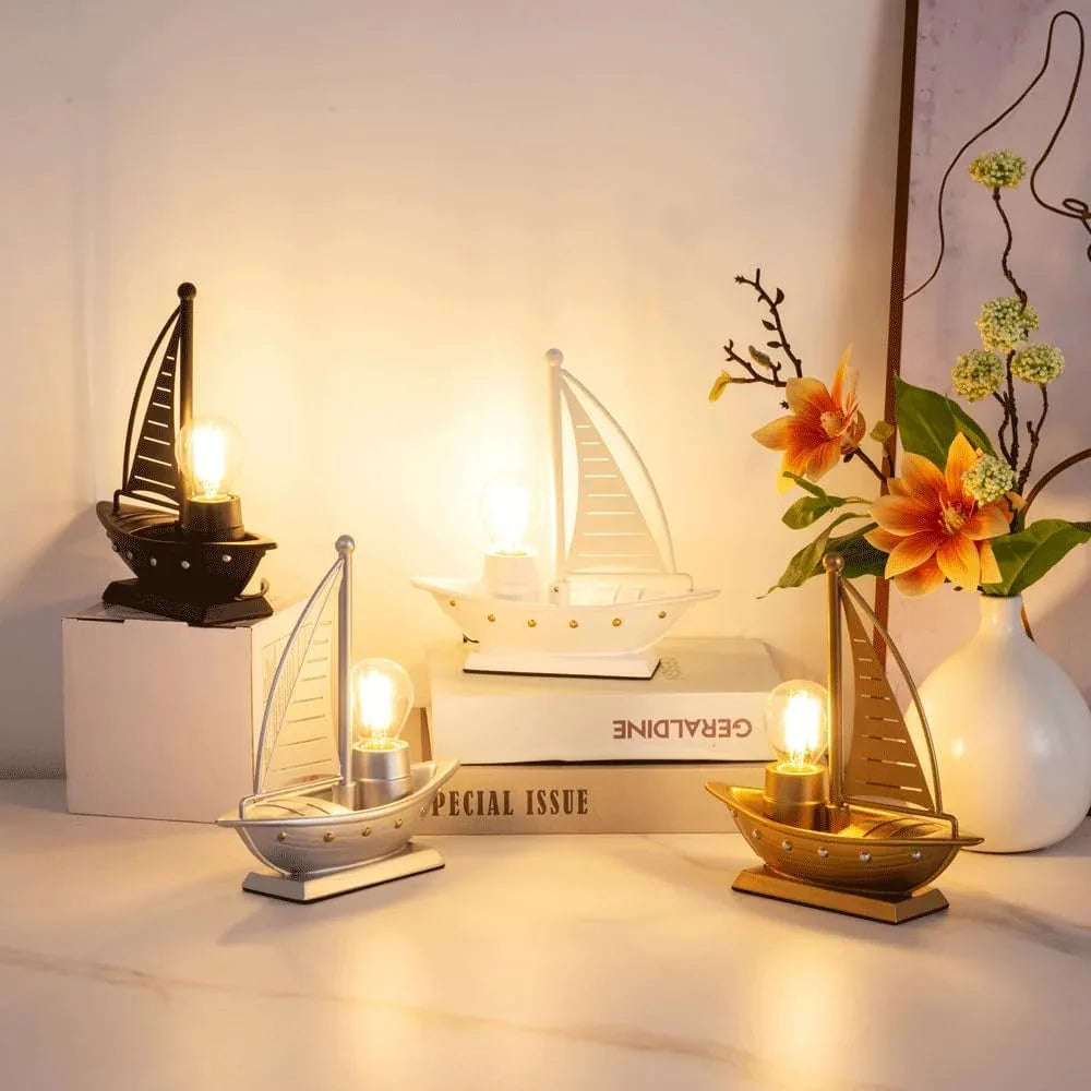 Audara-High-end Creative Sailboat Metal Desk Light Ambient Sense Bedroom Boys Girls Children's Room Desk Lamp Living Room Study Office Decoration Table Lamp Hotel Club Model House Lighting Fixture