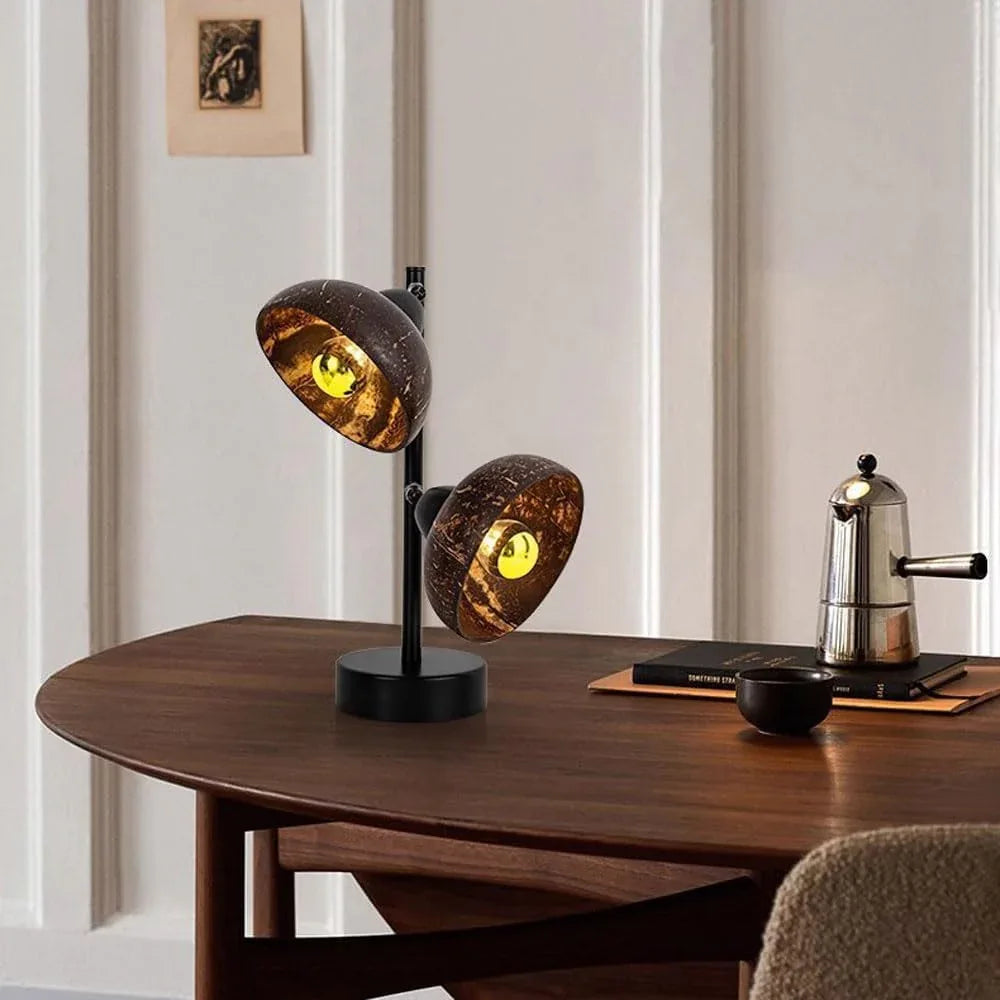 Audara-Creative Art Bedroom Bedside Desk Light Unique Elegant Walnut Coconut Shell Desk Lamp Living Room Counter Study Table Lamp Sample Room Backdrop Showroom Villa Lighting Fixture